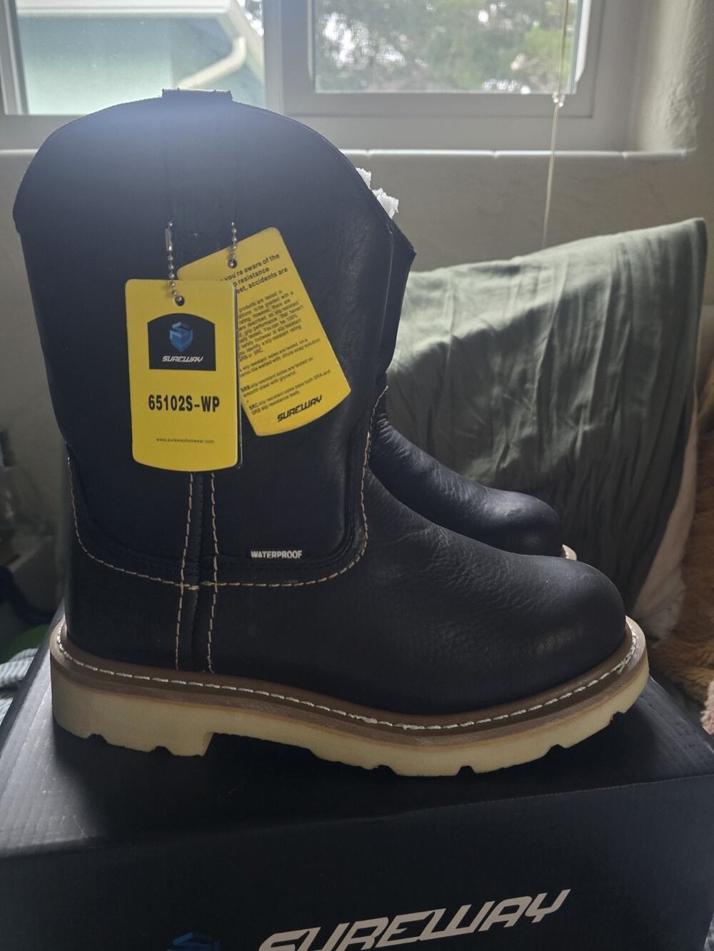 SUREWAY Men's Waterproof Steel Toe Wellington Work Boot Black SW65102-WP Sz 7